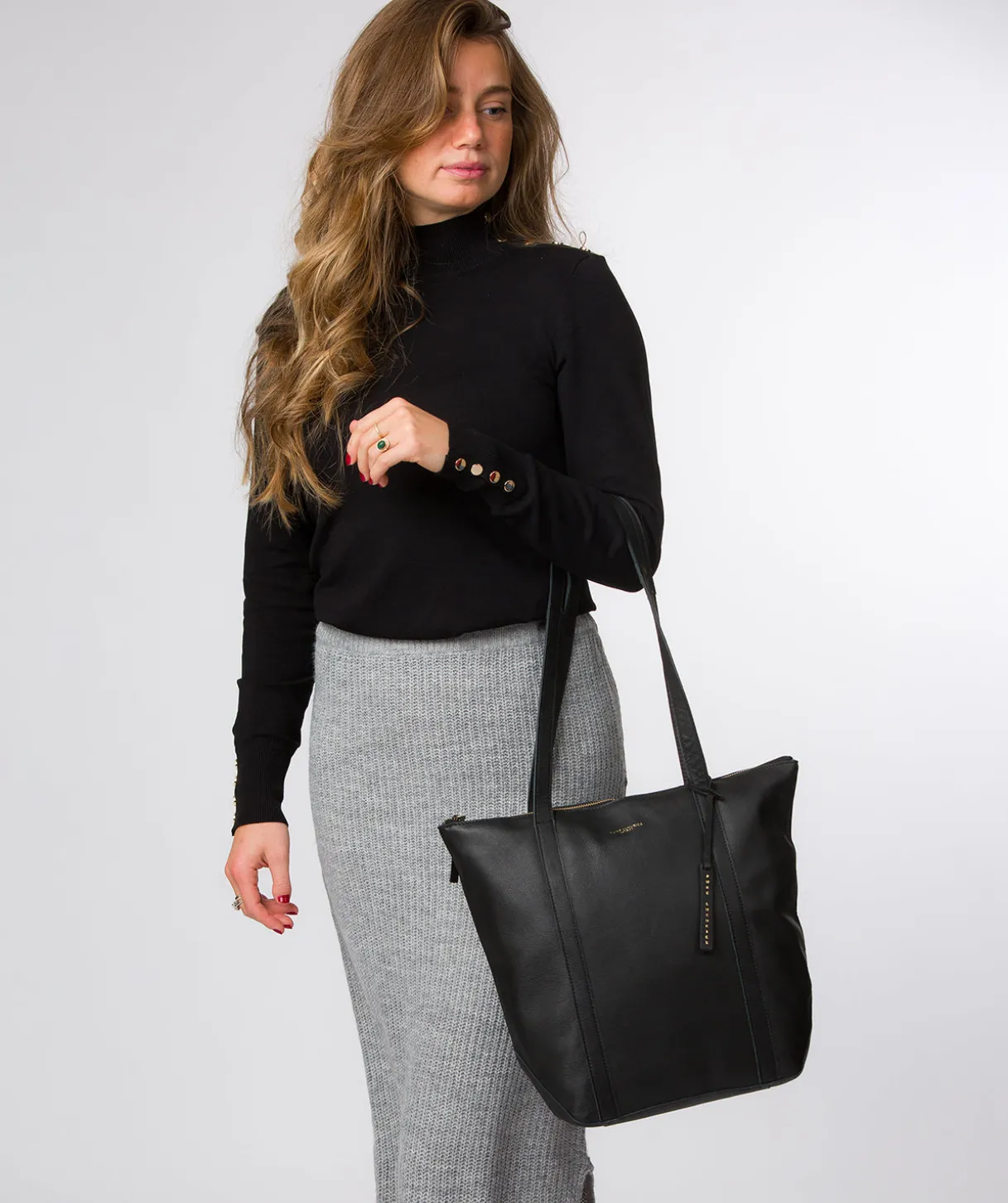 Banbury' Black Leather Tote Bag