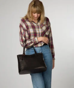 Bay' Black Leather Tote Bag