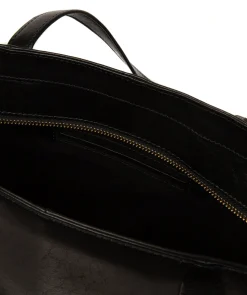 Bella' Black Leather Tote Bag