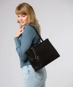 Bella' Black Leather Tote Bag