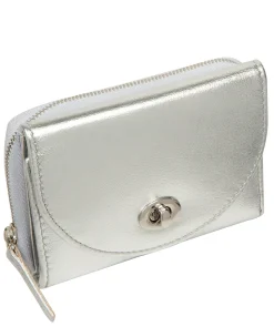 Belle' Metallic Silver Leather Purse