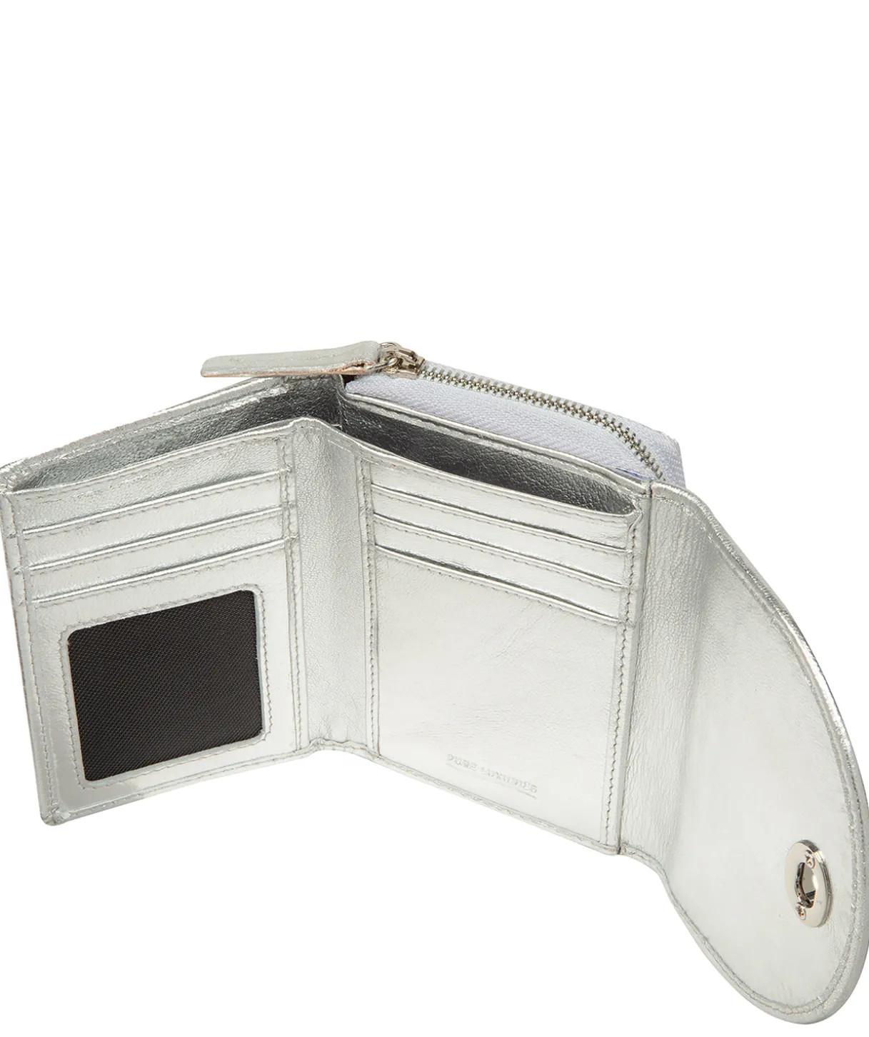 Belle' Metallic Silver Leather Purse