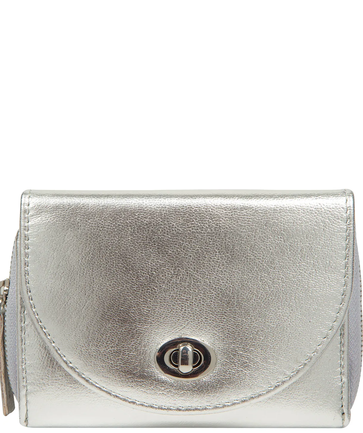 Belle' Metallic Silver Leather Purse