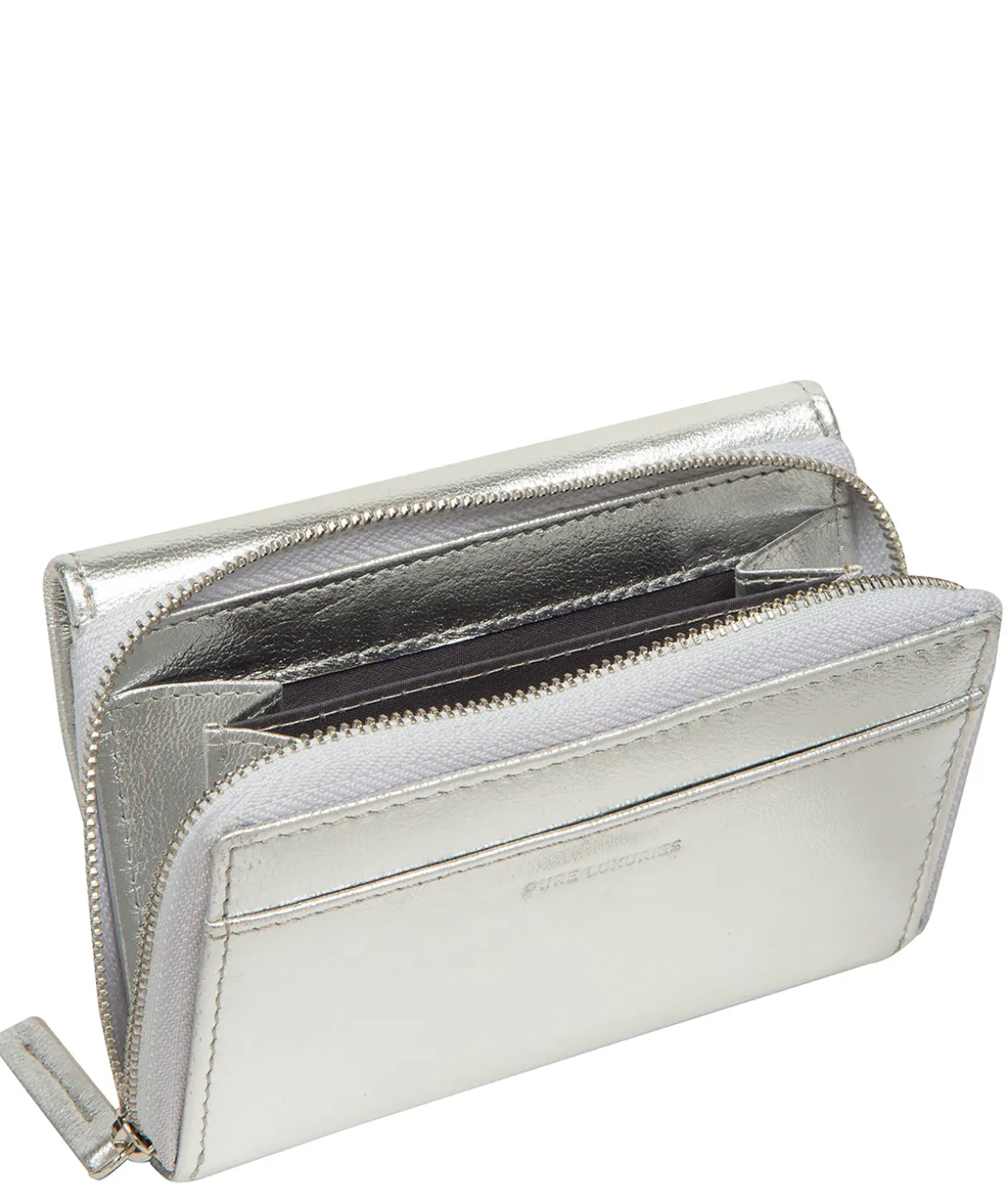 Belle' Metallic Silver Leather Purse