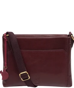 Blossom' Plum Leather Cross Body Bag
