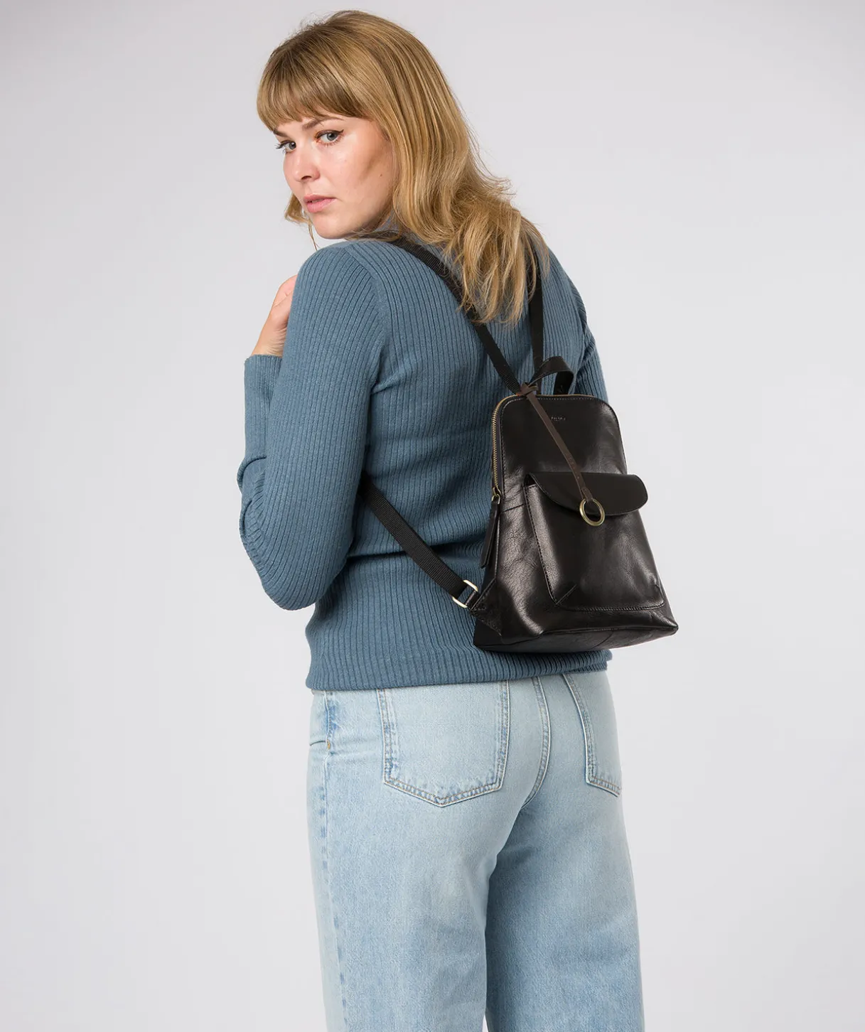 Brielle' Black Leather Backpack