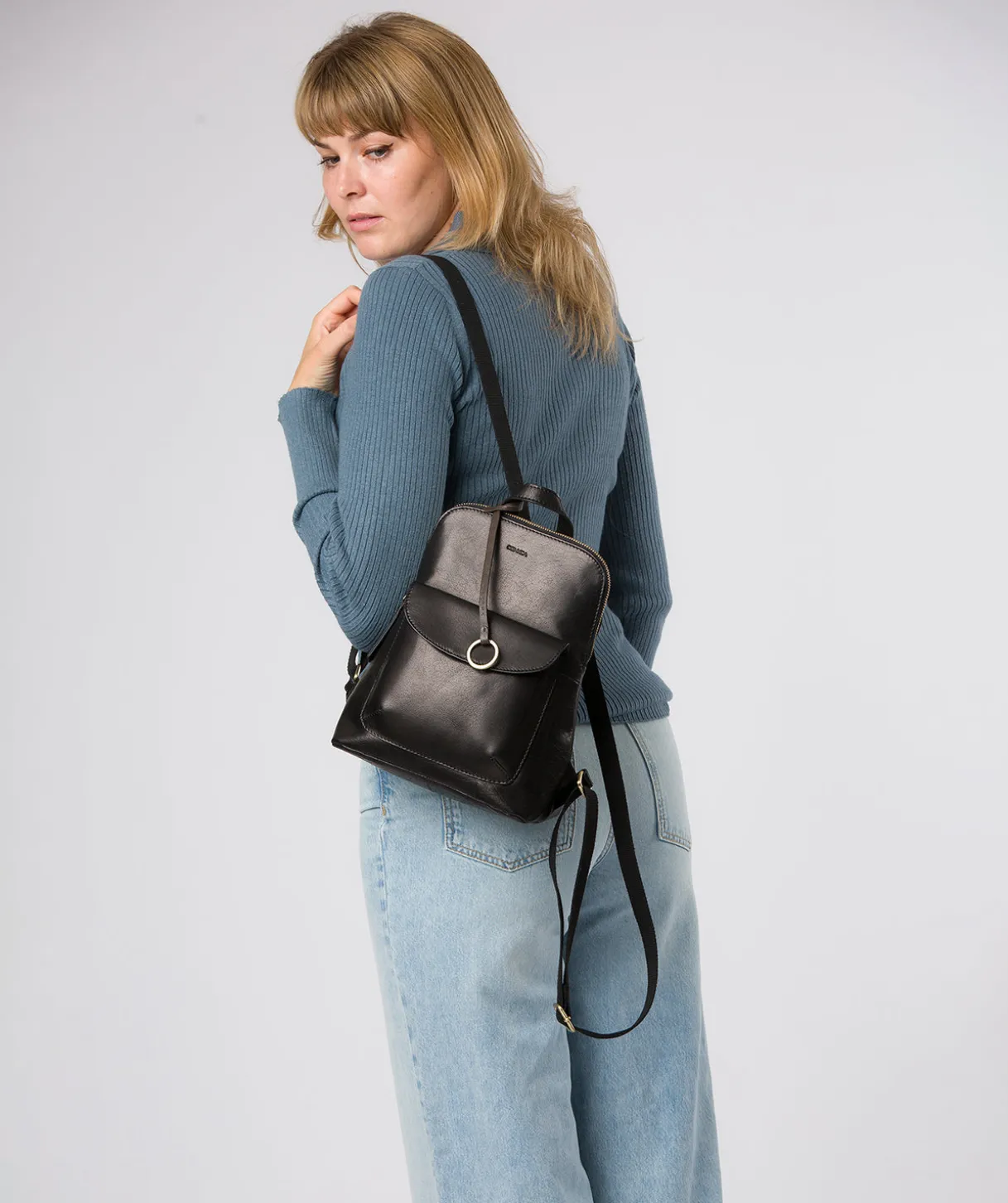 Brielle' Black Leather Backpack