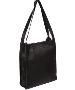 Brighton' Black Leather Shopper Bag