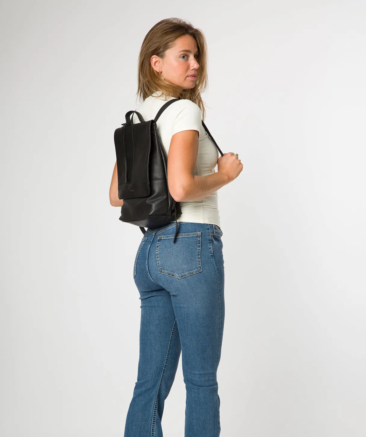 Brigitte' Black Leather Backpack