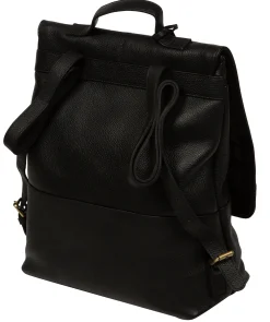 Brigitte' Black Leather Backpack