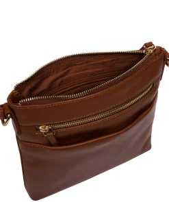 Brooke' Caramel Leather Cross Body Bag