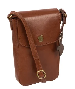 Buzz' Conker Brown Leather Cross Body Phone Bag