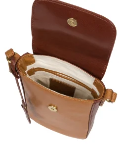 Buzz' Dark Tan & Conker Brown Leather Cross Body Phone Bag