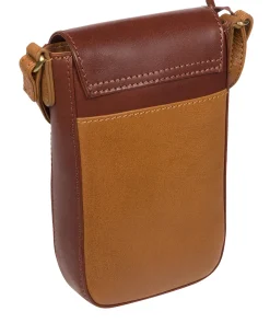 Buzz' Dark Tan & Conker Brown Leather Cross Body Phone Bag