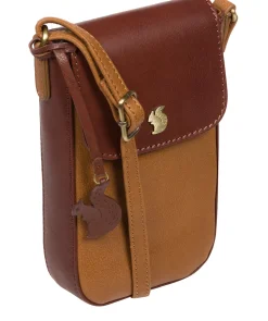 Buzz' Dark Tan & Conker Brown Leather Cross Body Phone Bag