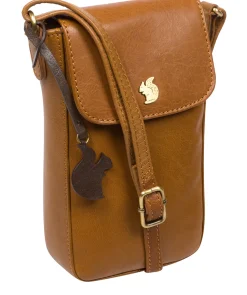 Buzz' Dark Tan Leather Cross Body Phone Bag