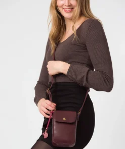 Buzz' Plum Leather Cross Body Phone Bag