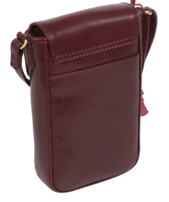Buzz' Plum Leather Cross Body Phone Bag