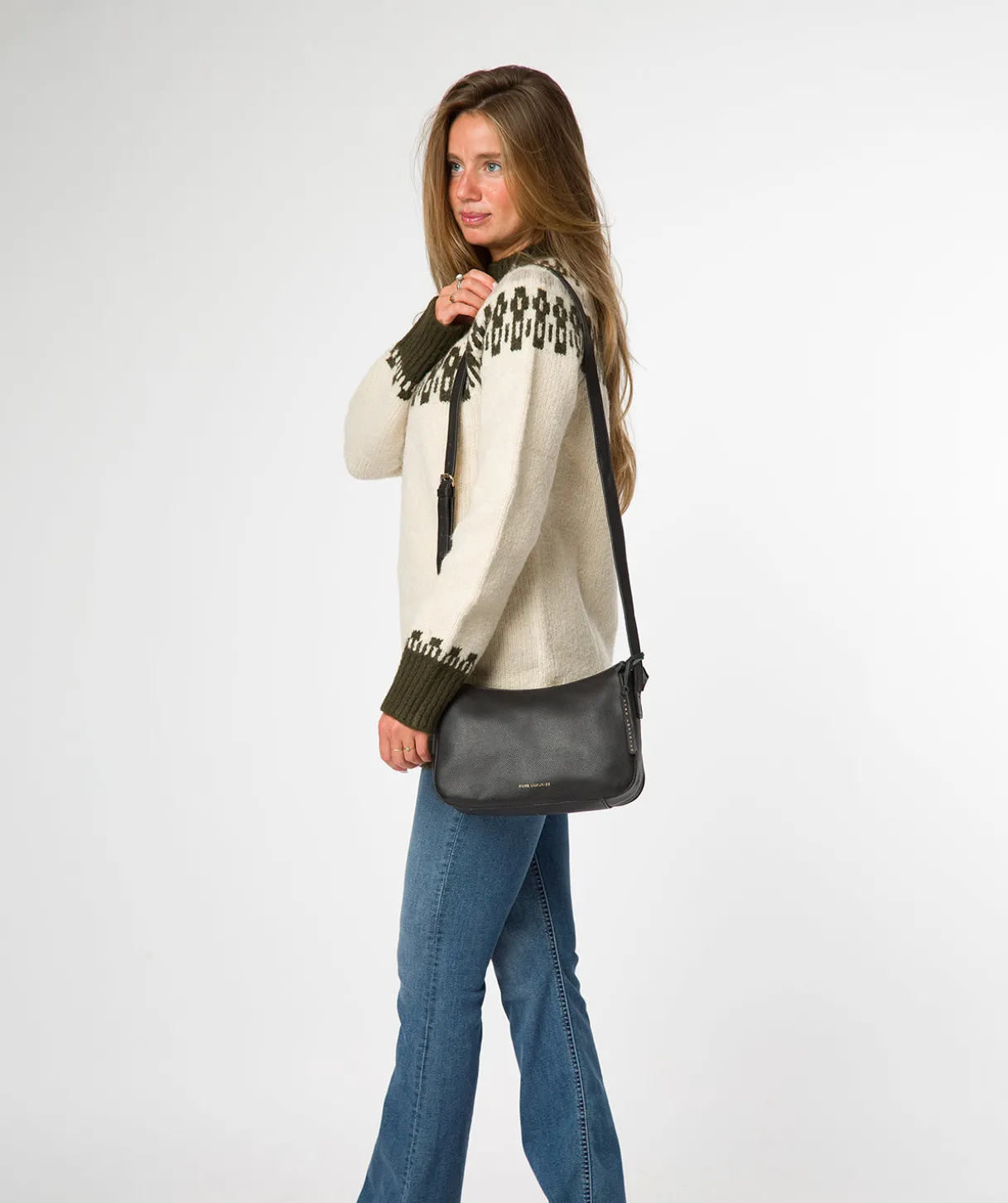 Caldecote' Black Leather Cross Body Bag
