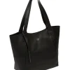 Cami' Black Leather Tote Bag