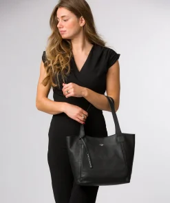 Cami' Black Leather Tote Bag