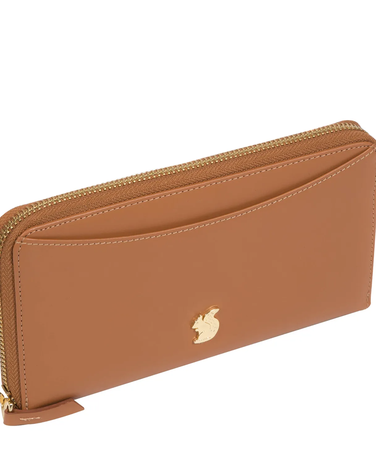 Candy' Saddle Tan Leather Zip-Round Purse