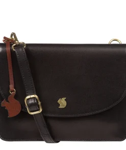 Cara' Black Leather Cross Body Clutch Bag
