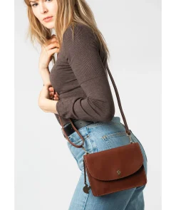 Cara' Conker Brown Leather Cross Body Clutch Bag