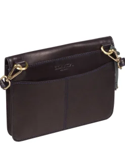 Cara' Navy Leather Cross Body Clutch Bag