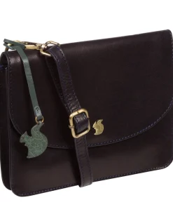 Cara' Navy Leather Cross Body Clutch Bag