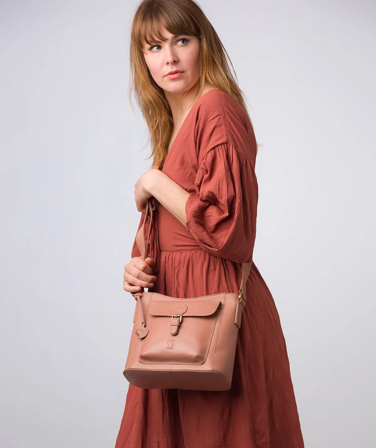 Carla' Subtle Pink Leather Cross Body Bag