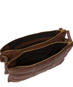 Carmen' Dark Tan Nappa Leather Cross Body Bag