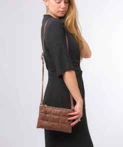 Carmen' Dark Tan Nappa Leather Cross Body Bag