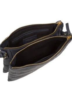 Carmen' Navy Nappa Leather Cross Body Bag