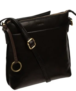 Cassia' Black Leather Cross Body Bag