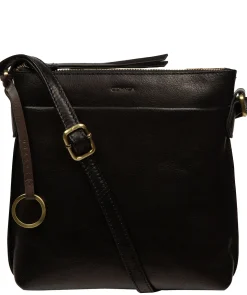 Cassia' Black Leather Cross Body Bag