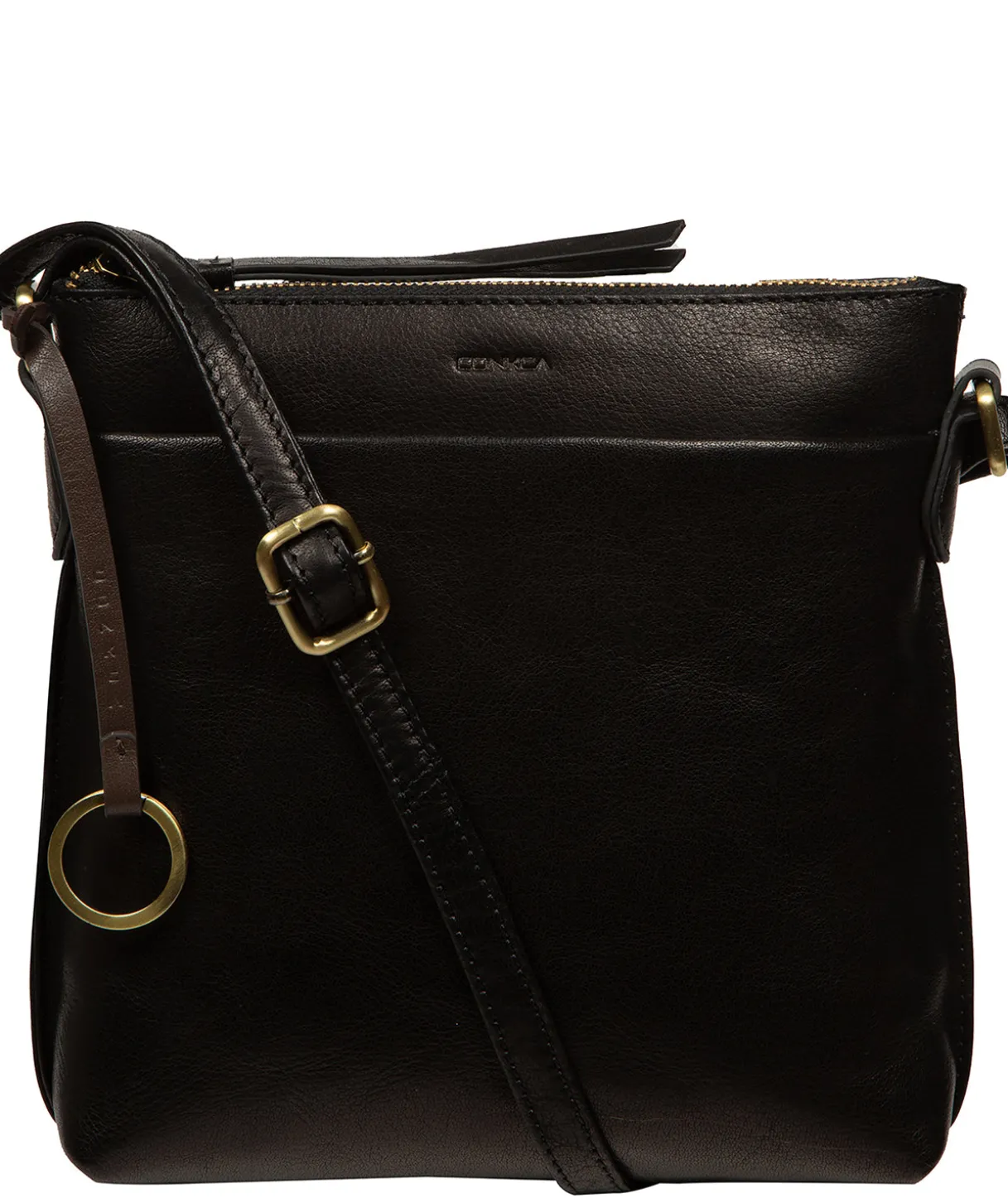 Cassia' Black Leather Cross Body Bag
