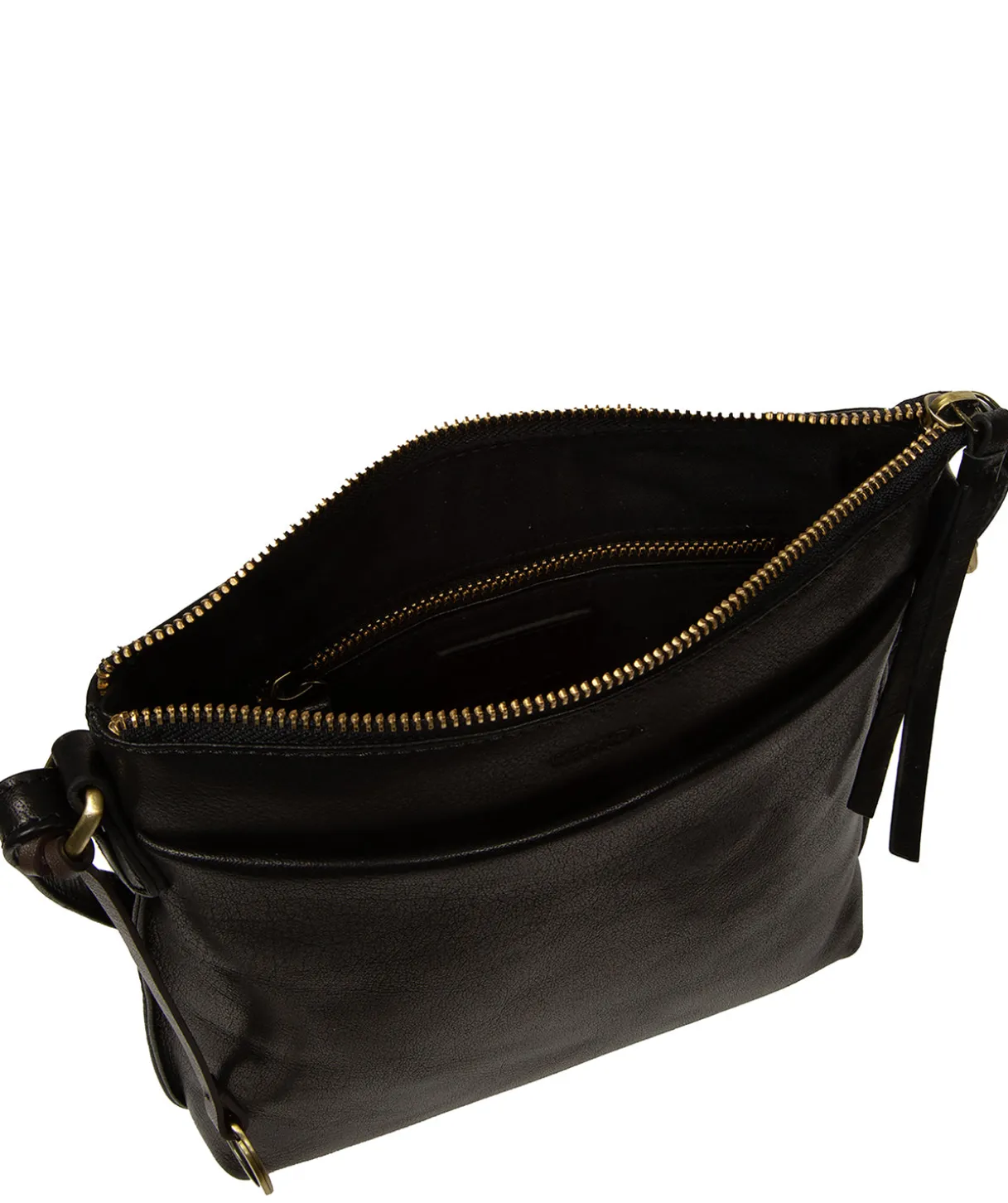 Cassia' Black Leather Cross Body Bag