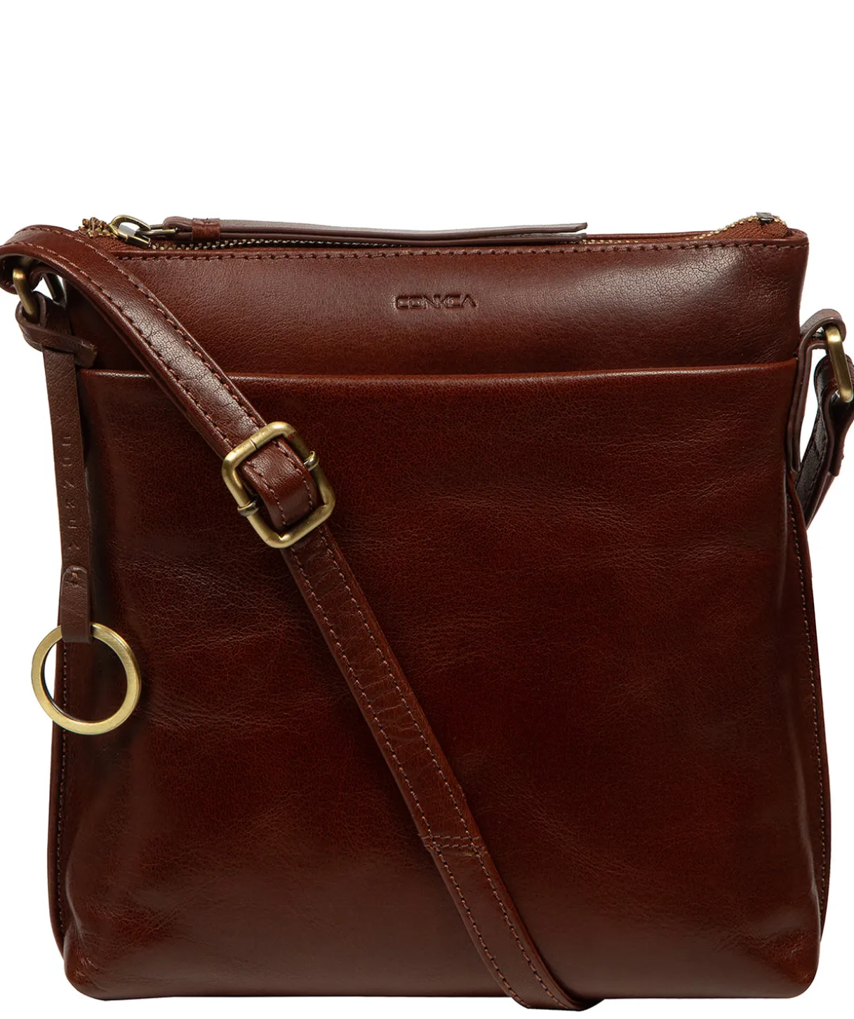 Cassia' Conker Brown Leather Cross Body Bag