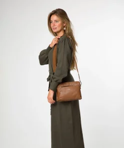 Celia' Rich Tan Leather Cross Body Bag