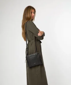Celina' Black Leather Cross Body Bag
