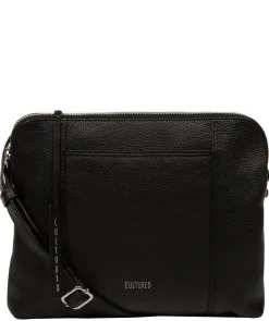 Celina' Black Leather Cross Body Bag