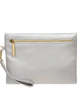 Chalfont' Metallic Silver Leather Clutch Bag