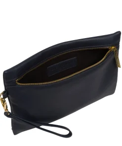 Chalfont' Navy Leather Clutch Bag