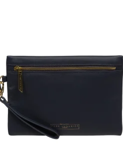 Chalfont' Navy Leather Clutch Bag