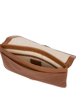 Cherish' Dark Tan Leather Clutch Bag