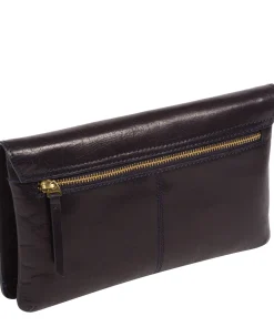 Cherish' Navy Leather Clutch Bag
