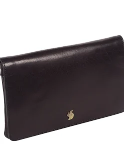 Cherish' Navy Leather Clutch Bag