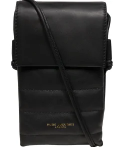 Chloe' Black Leather Cross Body Phone Bag