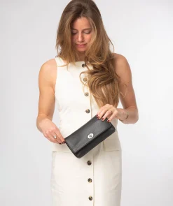 Christabel' Black Leather Grab & Clutch Bag